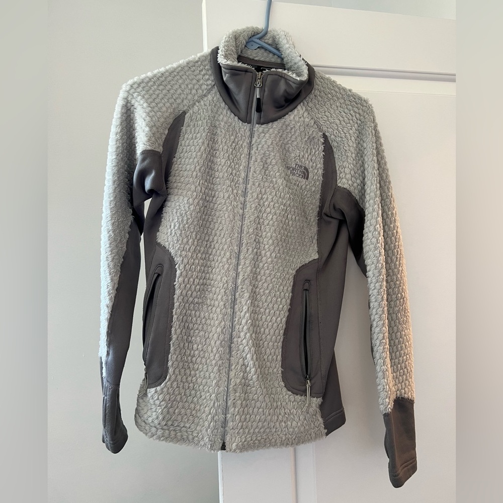 Fuzzy north face jacket